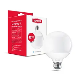 Лампа світлодіодна G95 12W 4100K 220V E27 MAXUS