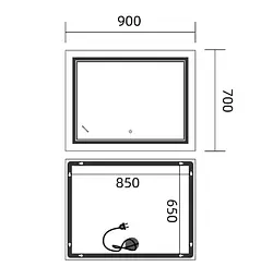 Дзеркало Mixxus Premium QUADRO MR20-90x70-REVERSE (LED Touch, Anti-fog) (MP6621) - мініатюра 6