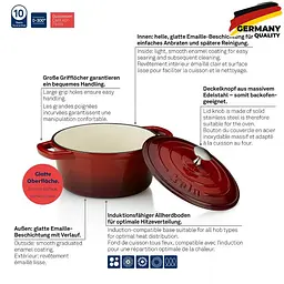 Каструля чавунна з кришкою KELA Calido червона 21 см 2,5 л (11940) - мініатюра 6