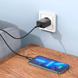 Адаптер мережевий BOROFONE Type-C to Lightning Cable Power single port charger set BA71A чорний набір - мініатюра 6