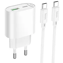МЗП Hoco C109A Fighter PD20W+QC3.0 (1USB-A/1C) + кабель Type-C to Type-C White