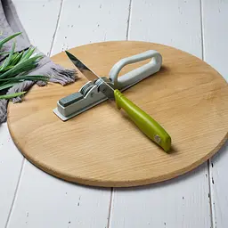 Точилка для кухонних ножів ручна механічна пластикова з точильним каменем, A-plus Сірий 85436