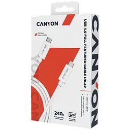 Кабель USB Type-C Canyon Type-C to Type-C 2m Білий (CNS-USBC42W) - мініатюра 2