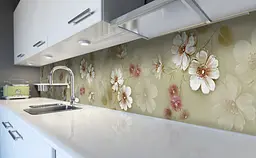 Кухонний фартух Вінтажні Квіти вінілова для кухні 65х250 см Анотація Бежевий Happy Pocket Z184472 - мініатюра 5