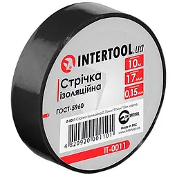 Стрічка електроізоляційна Intertool ізолента 10 м чорна в упаковці 10 шт.