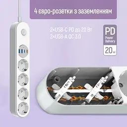 Мережевий фільтр живлення ColorWay (CW-CHE44PDW) - мініатюра 6