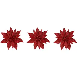 Квітка декоративна Mica Decorations на кліпсі 10 см червона 3 шт. (1181050) - мініатюра 2