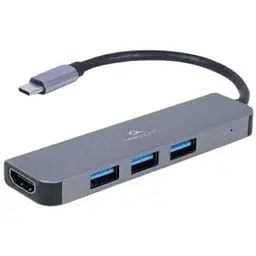 Хаб Usb Cablexpert A-CM-COMBO2-01, Grey, Type-C 3.2 - 3xUsb 3.2 / HDMI 4K, кабель 9 см, алюмінієвий корпус