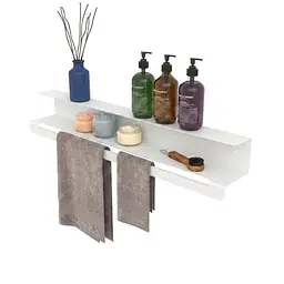 Полиця в ванну кімнату Nice & Cozy Towel shelf з тримачем для рушників біла