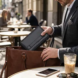 Чоловічий клатч на два відділення із натуральної шкіри ST Leather 22684 чорний - мініатюра 2