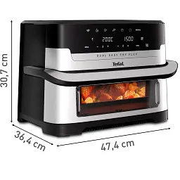 Фритюрниця з гарячим повітрям Tefal Dual Easy Fry Flex EY922DE0, 2,5 кг, 9 літрів, 2700 Вт, сріблястий / чорний - мініатюра 4