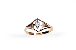 Каблучка з червоного золота з топазом і діамантами 14 K-0389
