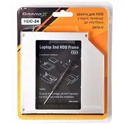 Фрейм-перехідник Grand-X HDD 2.5'' to notebook 9.5 mm ODD SATA/mSATA (HDC-24N) - мініатюра 3