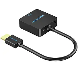 Перехідник HDMI M -> VGA F, 1080P 60Hz, 3,5мм Micro USB (F) powered, кабель 0,15м Vention чорний - мініатюра 2