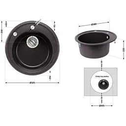 Кухонна мийка Lidz D510/200 GRF-13 графіт (LIDZGRF13D510200) - мініатюра 7