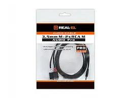 Аудіокабель REAL-EL Audio Pro (EL123500042) mini-jack 3.5мм(M)-2xRCA(M) 1,8м, чорний - мініатюра 3