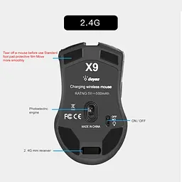 Мишка бездротова ігрова Gamousе X9 з акумулятором та підсвіткою Black - мініатюра 6