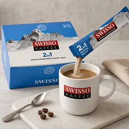 Кава розчинна Swisso Kaffee 2в1 з молоком у стіках 20 х 14 г швидкого приготування - мініатюра 4