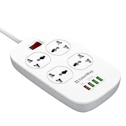 Фільтр живлення ColorWay CW-CHU44QW 4 розетки, 4 USB (1QC3.0+3 AUTO ID), 1.8 м, білий - мініатюра 4