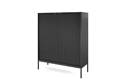 Комод високий Perfect Home Нова / Nova 2-дверний з чорними ніжками K104 Чорний (PFH-091238) - мініатюра 4
