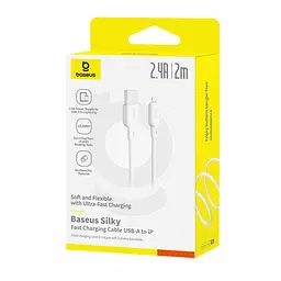Кабель Baseus Silky Series Fast Charging Cable USB to iP 2.4A 2m White - мініатюра 2