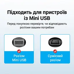 Кабель Vention COWBD USB-C - Mini-USB 0,5 м чорний (COWBD) - мініатюра 4