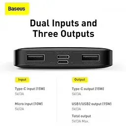 Батарея зовнішня Baseus Bipow Digital Display Power bank 10000mAh (PPDML-I01) чорний - мініатюра 7