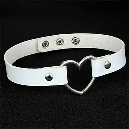 Чокер із серцем у стилі BDSM шкіряний One size K0595-3 - мініатюра 2