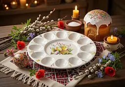 Блюдо порцелянове для 12 яєць та паски BonaDi Easter Melody 27 см (K237) - мініатюра 3