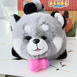 Інтерактивна м’яка іграшка Песик Fluff Pets що муркоче, їсть з пляшечки, засинає та рухає очима Сірий - мініатюра 2