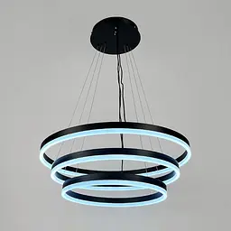 LED люстра на три кільця у чорному каркасі 60+50+40 см | Line F | Арт. G68-600+500+400 BK - мініатюра 6