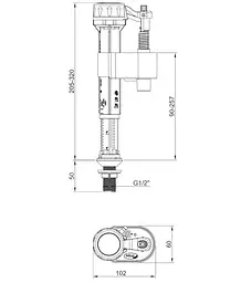 Арматура наповнювальна Koer KT-0103-1/2" з нижнім підведенням та латунним різьбленням 1/2" KR5331, Білий - мініатюра 3