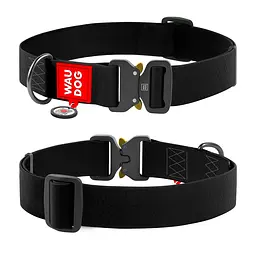 Нашийник для собак водостійкий Waudog Waterproof з QR-паспортом металічна пряжка-фастекс Ш 40 мм Д 46-70 см чорний