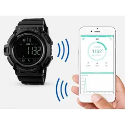 Спортивний смарт годинник Skmei 1245 Крокомір Bluetooth Чорні - мініатюра 2