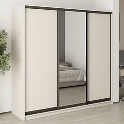 Шафа-купе тридверна MebelStar Комбо BG 2ДСП/Дзеркало 220x45x210 см Кашемір (MBS-9112)