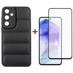 Чехол для мобильного телефона Dengos Kit для Samsung Galaxy A55 5G case + glass (Black)