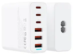 Сітчастий зарядний пристрій XO L133 Desktop GaN 3USB-A/3USB-C 75W 1.5m Білий - мініатюра 2