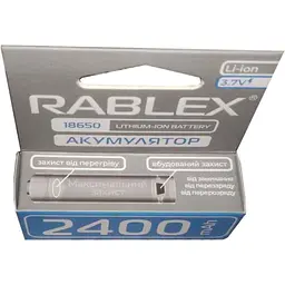 Літій-іонний акумулятор із захистом Rablex 18650 2400 mAh (Li-ion) 3.7 V Original - мініатюра 4