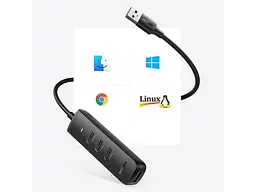 USB-хаб UGREEN CM416 USB 3.0 4-Port Hub 1m Black (80657) - мініатюра 2