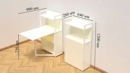 Стіл книжка з етажеркою Практик 1 Ferrum-decor 1200x640x990 Білий метал ДСП Біле 16 мм (FRD-104618) - мініатюра 5
