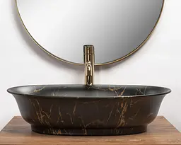 Умивальник Rea Roma marble black mat накладний REA-U5609, Чорний матовий - мініатюра 5