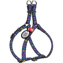Шлея для собак Waudog Nylon Інді, анатомічна, з QR паспортом, 60-90х2,5 см, різнокольорова (5259)