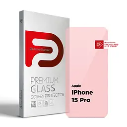 Захисне скло для Apple iPhone 15 Pro, Pro Eye Care, прозоре, загартоване 2.5D скло без рамки, глянцеве, повне проклеювання, захист зору від шкідливого випромінювання, ArmorStandart (ARM77671)