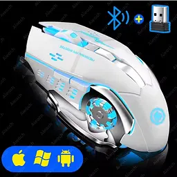 Бездротова ігрова мишка TWS T2 RGB підсвічування USB Charge Bluetooth безшумне з вбудованим акумулятором Білий - мініатюра 2