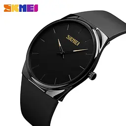 Наручний класичний годинник Skmei 1601S Чорний з чорним - мініатюра 3