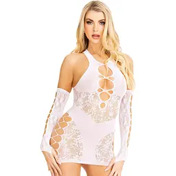 Мінісукня Leg Avenue Mini dress and matching gloves White One Size