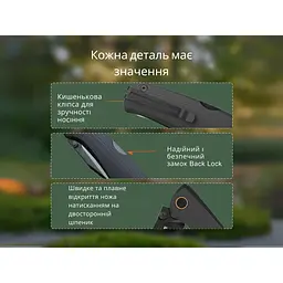 Ніж складаний туристичний Ruike P882-B, (8.5 см) 12С27 / G10 чорний - мініатюра 20