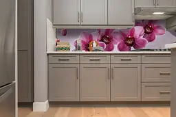 Кухонний фартух Великі Рожеві Орхідеї вініловий для кухні наклейка ПВХ квіти 60х200 см Happy Pocket Z180593 - мініатюра 2