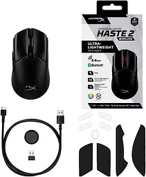 Комп'ютерна миша HyperX Pulsefire Haste 2 RGB USB-A/WL/BT чорний teh0013996 - мініатюра 3