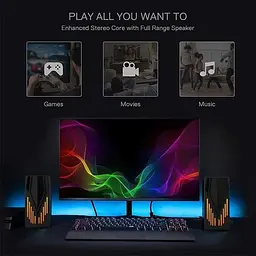 Портативні музичні колонки для комп'ютера від USB 2.0 з підсвічуванням RGB акустика для ПК 3Вт UKC 6642 - мініатюра 4